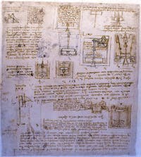 Leonardo da Vinci, Fountain for Amboise, Codex Atlanticus, at Ambrosiana Gallery in Milan in Italy