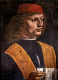 Leonardo da Vinci, Portrait of a Musician, at Ambrosiana Gallery in Milan in Italy