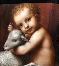 Bernardino Luini, The Infant Jesus with a Lamb, at the Ambrosiana Gallery Pinacoteca in Milan in Italy