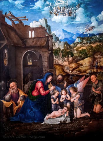 Martino Piazza, Adoration of Child Jesus, at the Ambrosiana Gallery Pinacoteca in Milan Italy