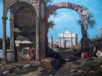 Canaletto, Architectural Caprice with Ruins and Buildings” Poldi Pezzoli Museum in Milan in Italy