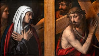 Bernardino Luini, Diptych Way to Calvary Mater Dolorosa and Christ Carrying the Cross, Poldi Pezzoli Museum in Milan in Italy