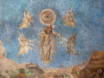 Frescoes in the San Donato Chapel in the Sforza Castle in Milan in Italy