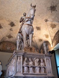 Funeray Monument of Bernabo Visconti in the Castello Sforzesco Museum in Milan in Italy